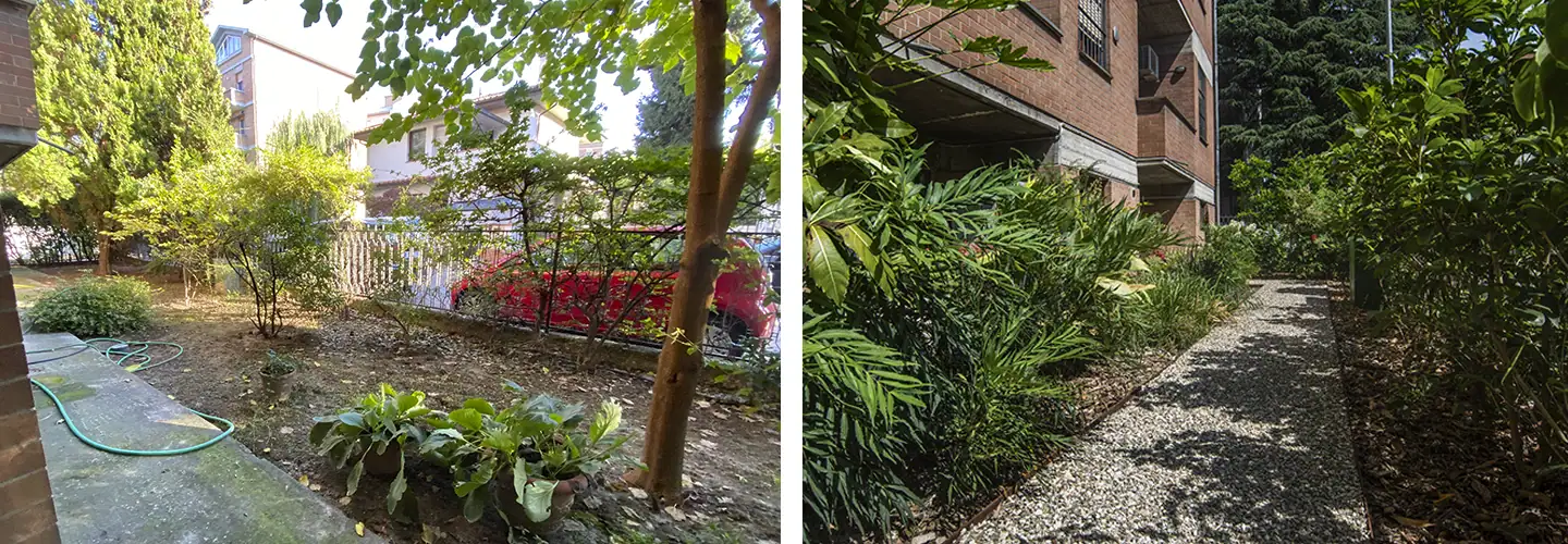 Giardino condominale ad uso esclusivo, il prima e il dopo